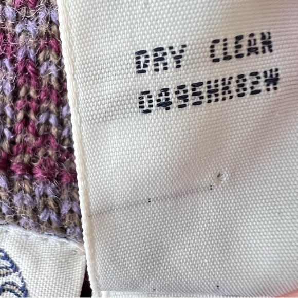 100% MERINO WOOL VINTAGE BUTTON FRONT CARDIGAN PURPLE GREEN SIZE LARGE - Picture 3 of 7